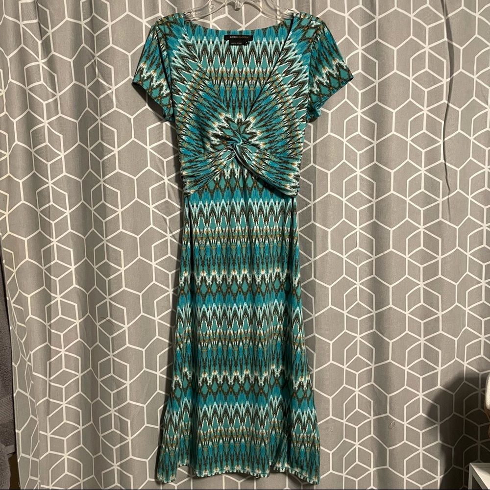Sent to  Thredup-BCBGMAXAZRIA zigzag twist front dress in teal - Picture 5 of 15